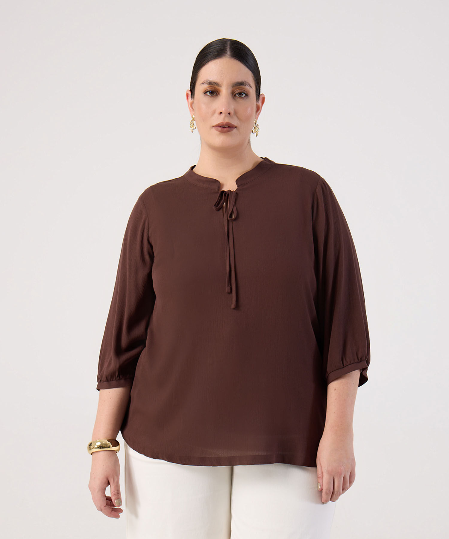 Blusa Fluida con Amarre Frontal para Mujer Curvy