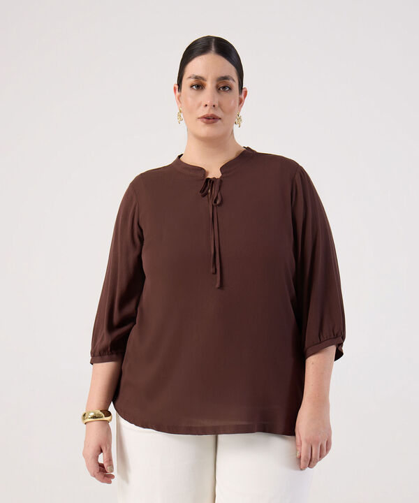 Blusa Fluida con Amarre Frontal para Mujer Curvy image number null