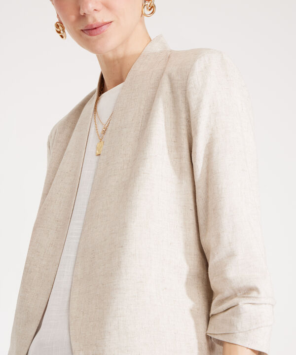 Blazer Manga 3/4 Unicolor En Lino