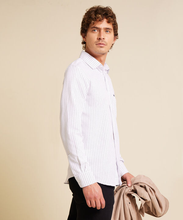 Camisa Estampada Manga Larga Con Bolsillo, Silueta Regular Fit image number null