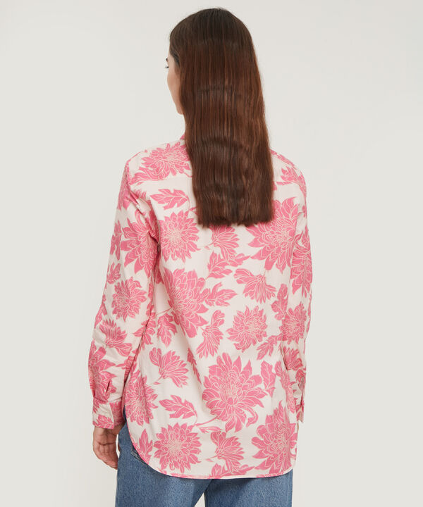 Camisa Estampada En Popelina Manga Larga