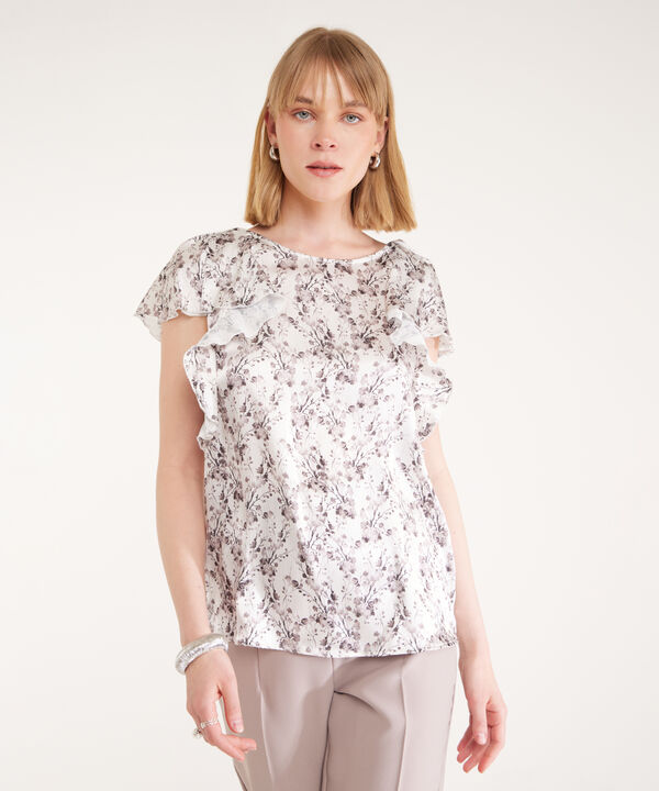 Blusa Escote Redondo Con Boleros En Sisa Estampada