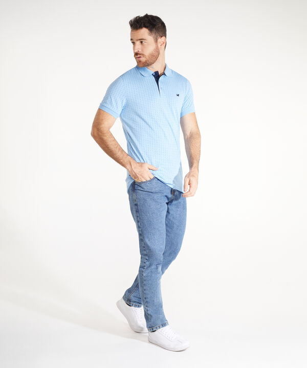 Polo Estampada Cuello Y Puños Tejidos Unicolor Sin Bolsillo Con Silueta Slim Fit