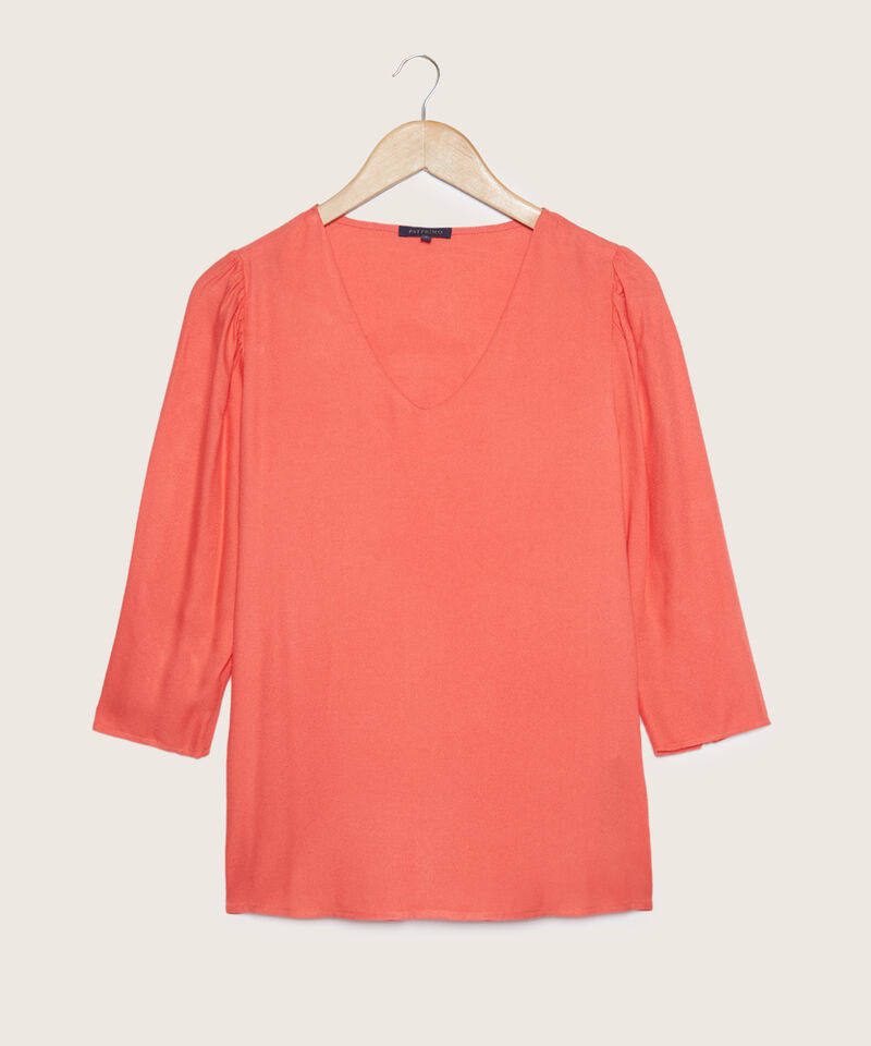 Blusa Manga 3/4 Unicolor Con Botones Forrados En Manga