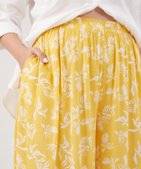 Pantalón Palazzo Estampado Amplio Con Elástico