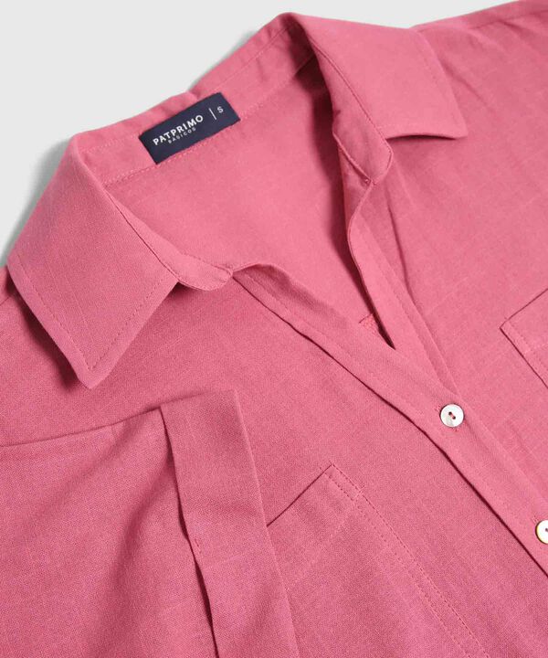 Camisa Unicolor Con Bolsillos En Frente image number null