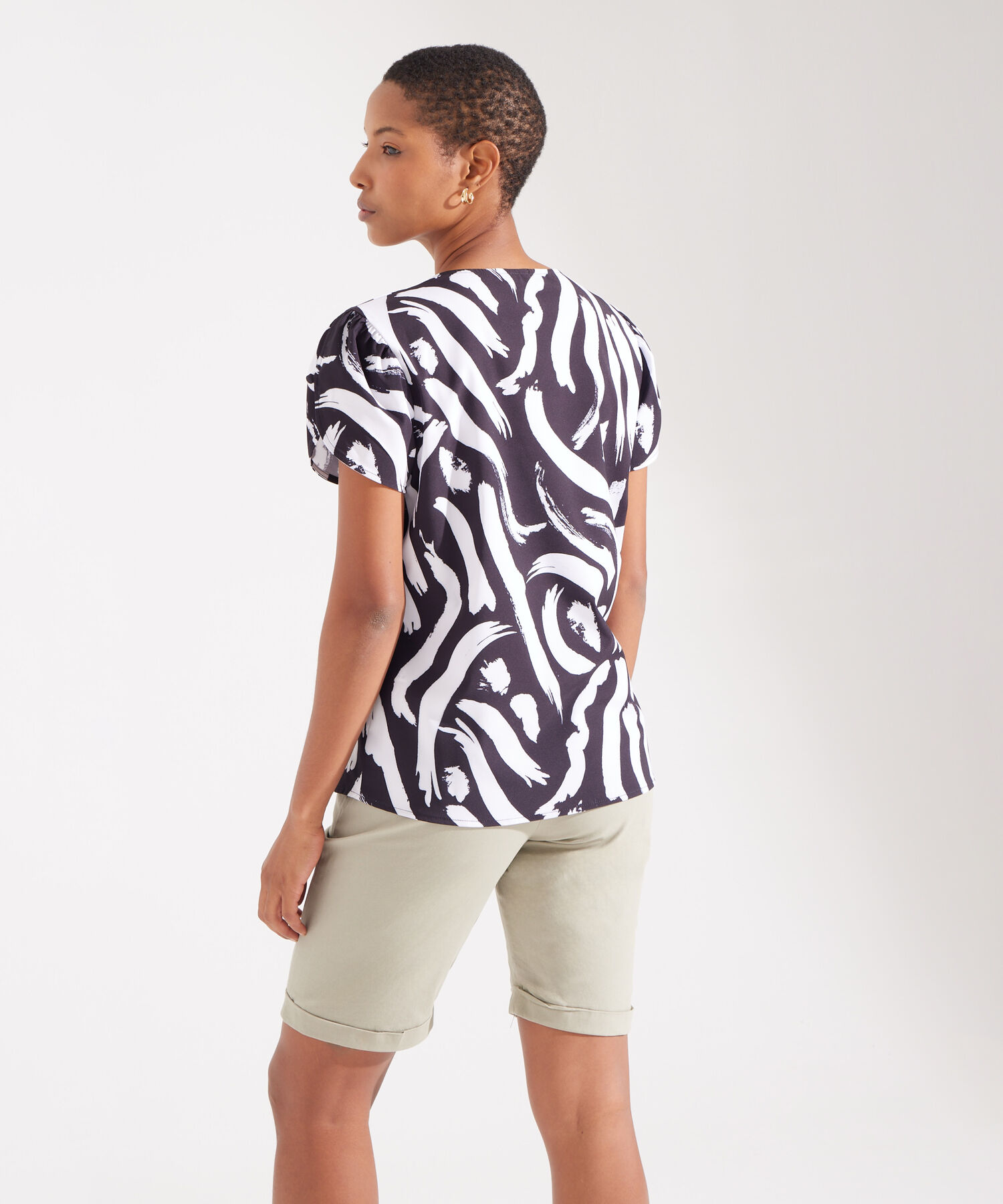 Blusa Estampada con Escote en V