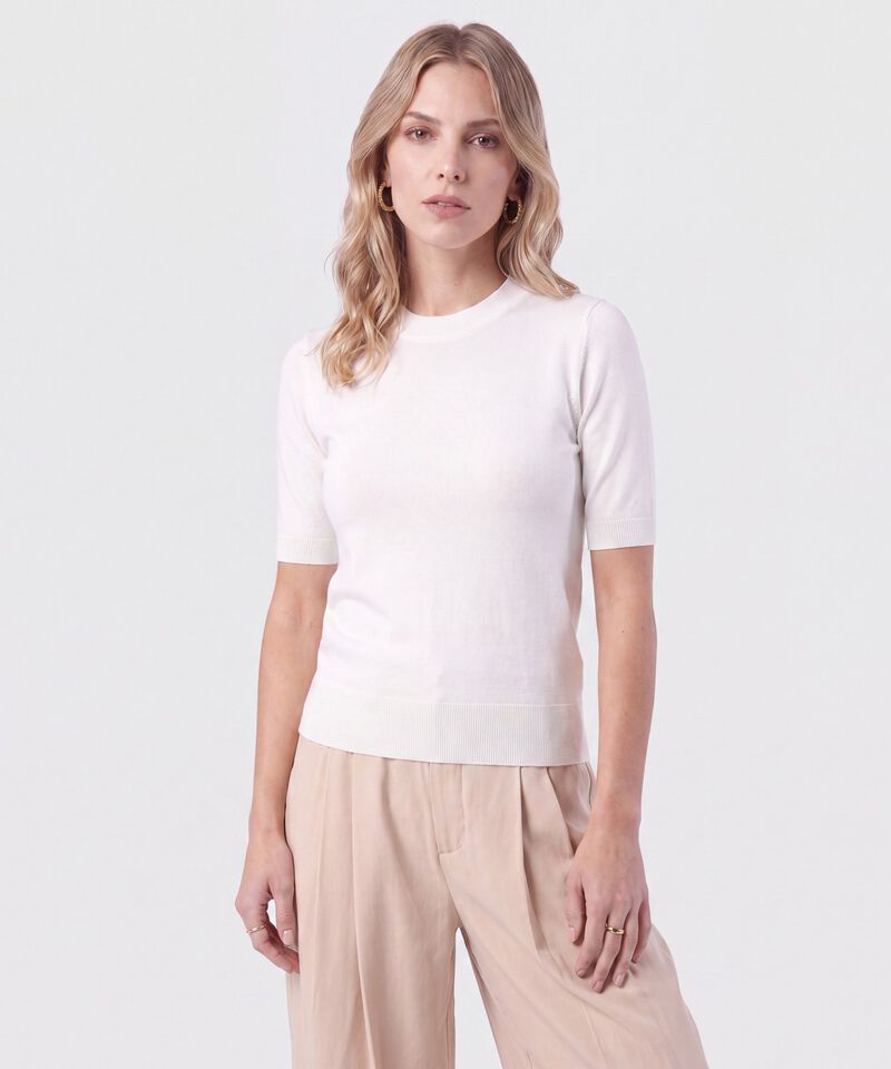 Camiseta De Punto Cuello Redondo Mujer