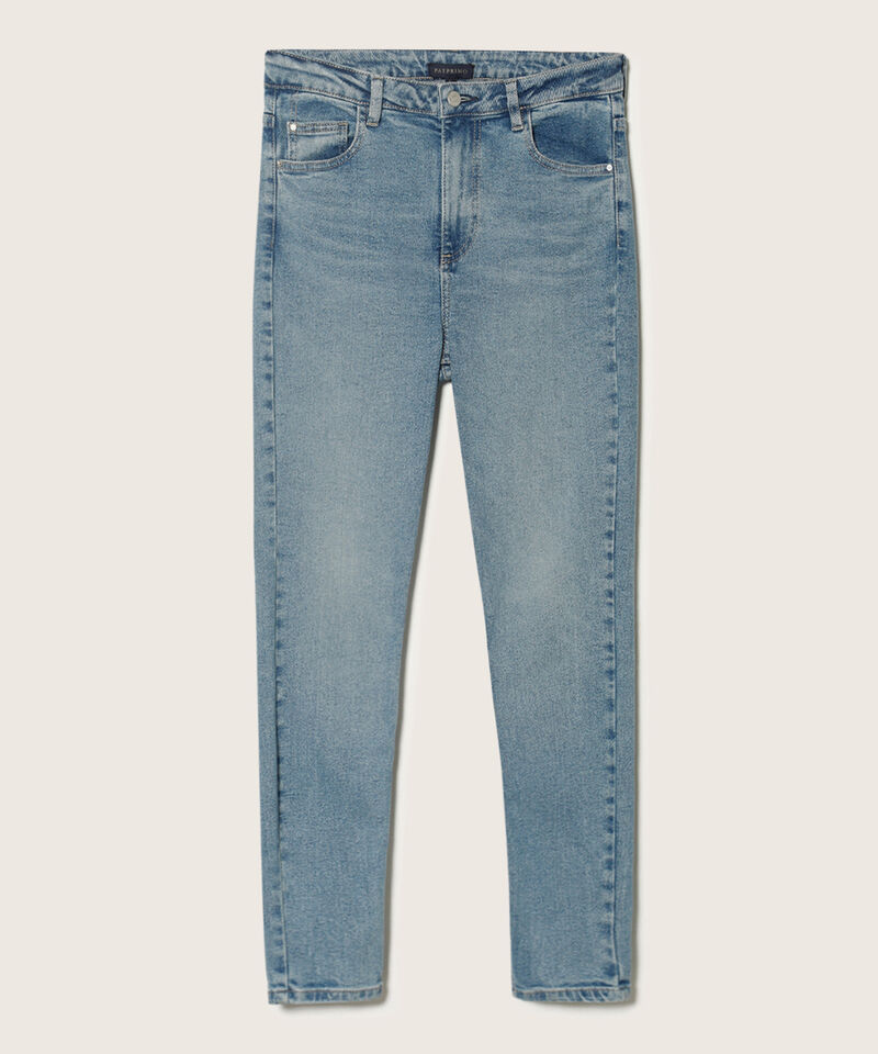 Jean Skinny Tiro Alto Tono Medio Claro