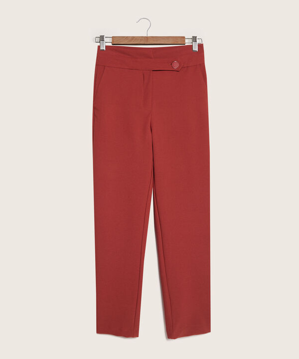 Pantalón Unicolor Con Bolsillos Diagonales