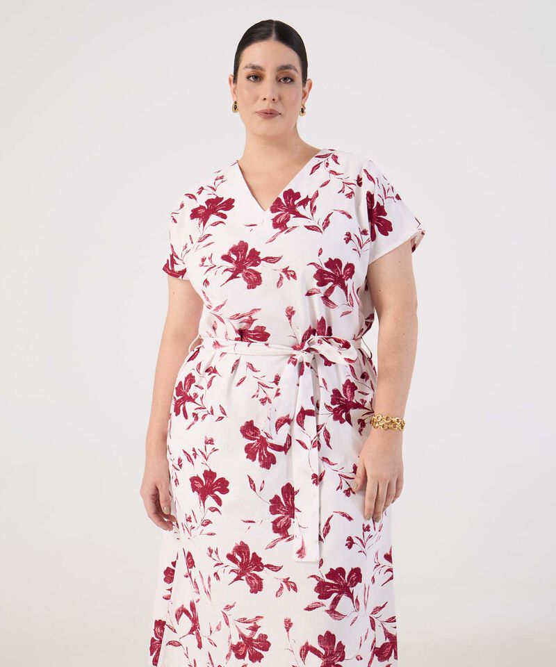 Vestido Estampado Con Cinturon Para Mujer Curvy