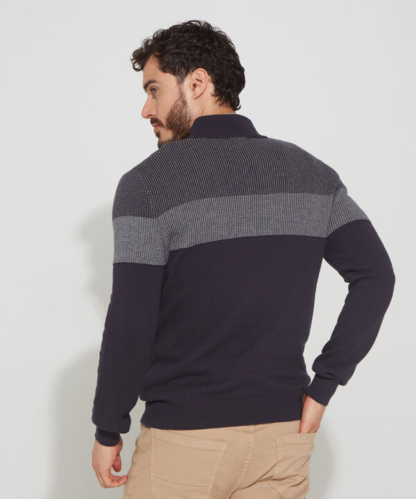 Saco Cuello Alto, Bloques De Color Y Textura