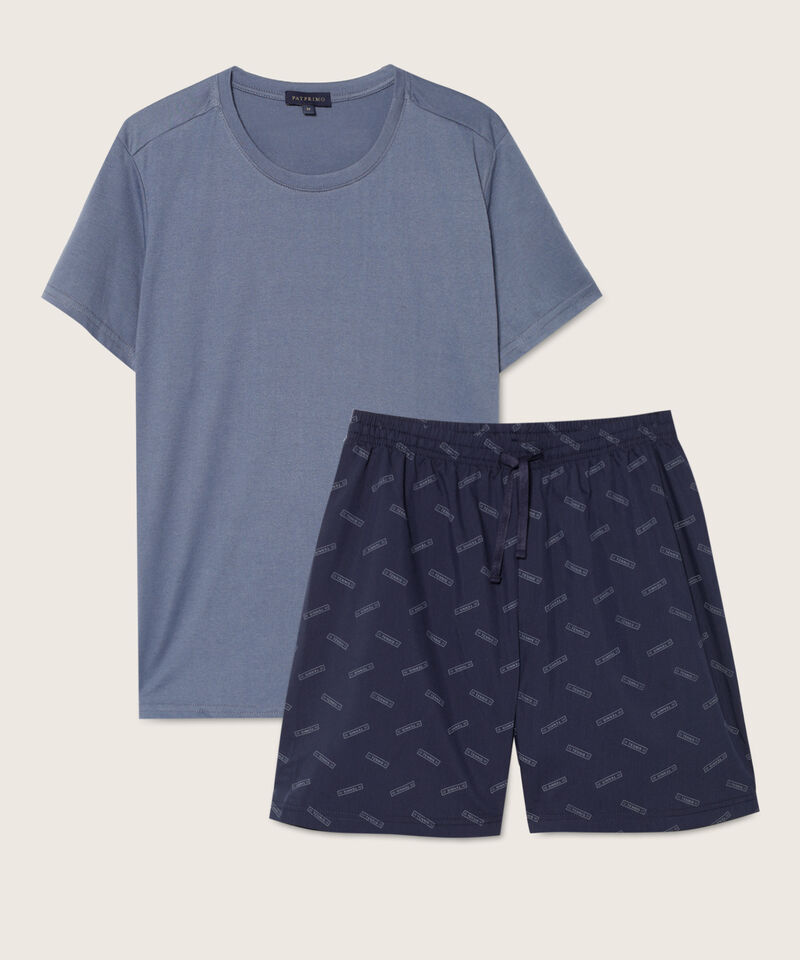 Pijama Set De Pijama Camiseta Manga Corta Unicolor Bermuda Estampada