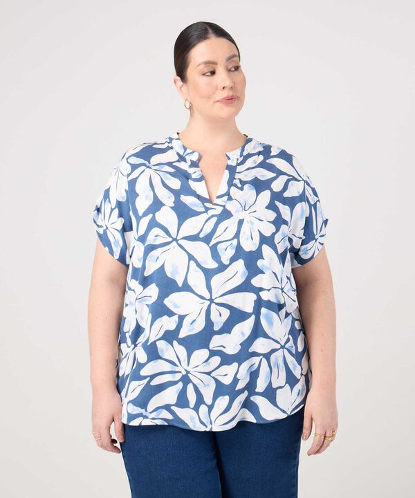 Blusa Estampada Con Cuello En V Para Mujer Curvy image number null