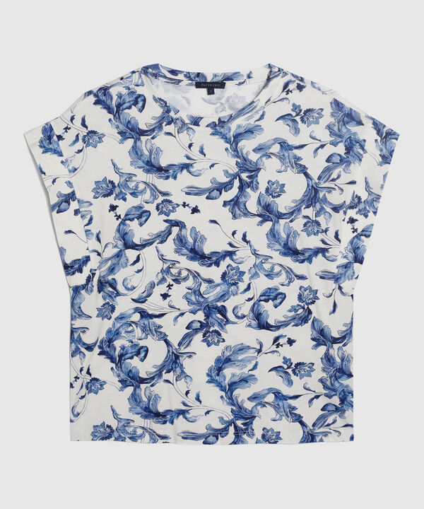 Camiseta Estampada De Hombro Rodado