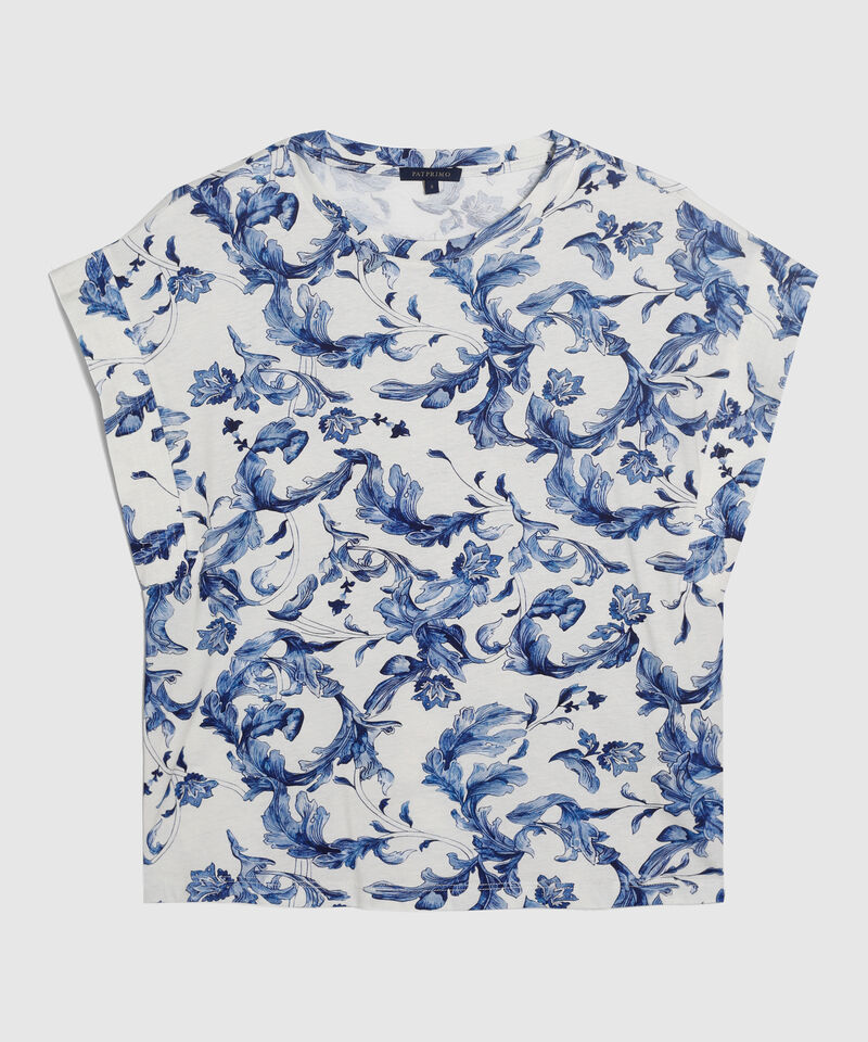 Camiseta Estampada De Hombro Rodado
