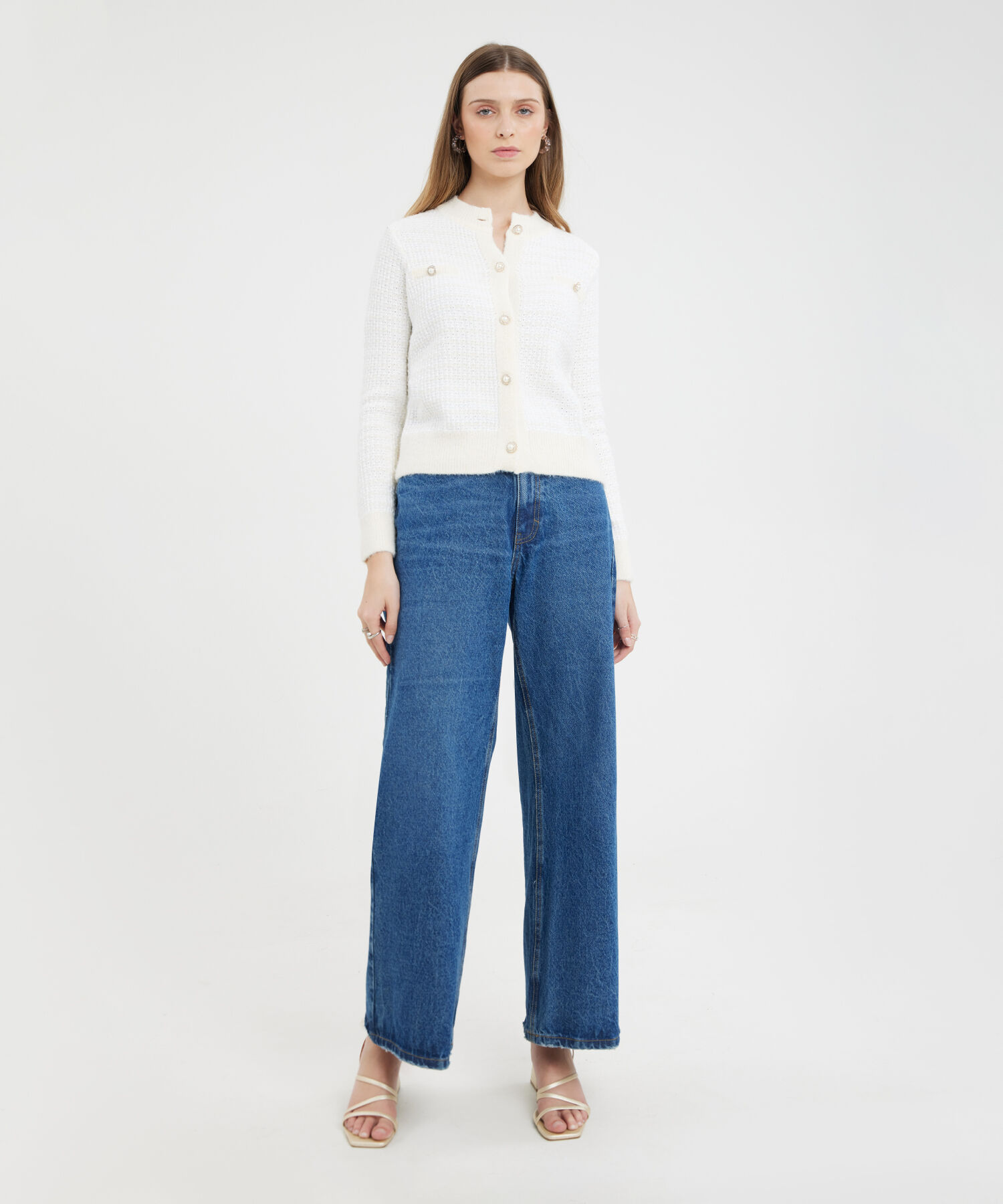 Saco Cárdigan Con Botones Y Textura