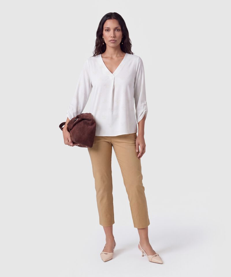Blusa Escote V Con Pliegue Para Mujer