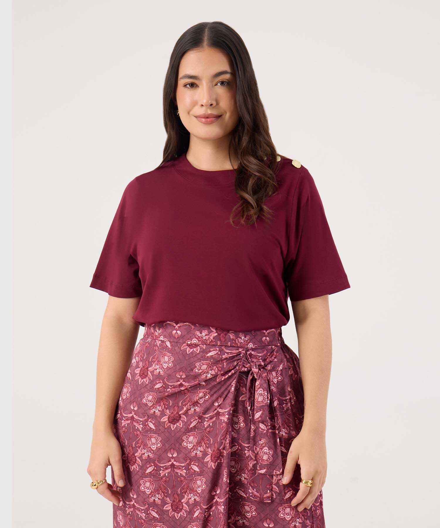 Camiseta Unicolor Para Mujer