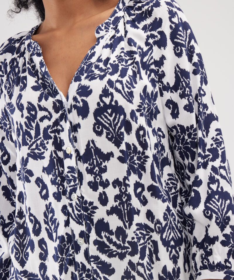 Blusa Manga Tres Cuartos Cuello Neru Estampada