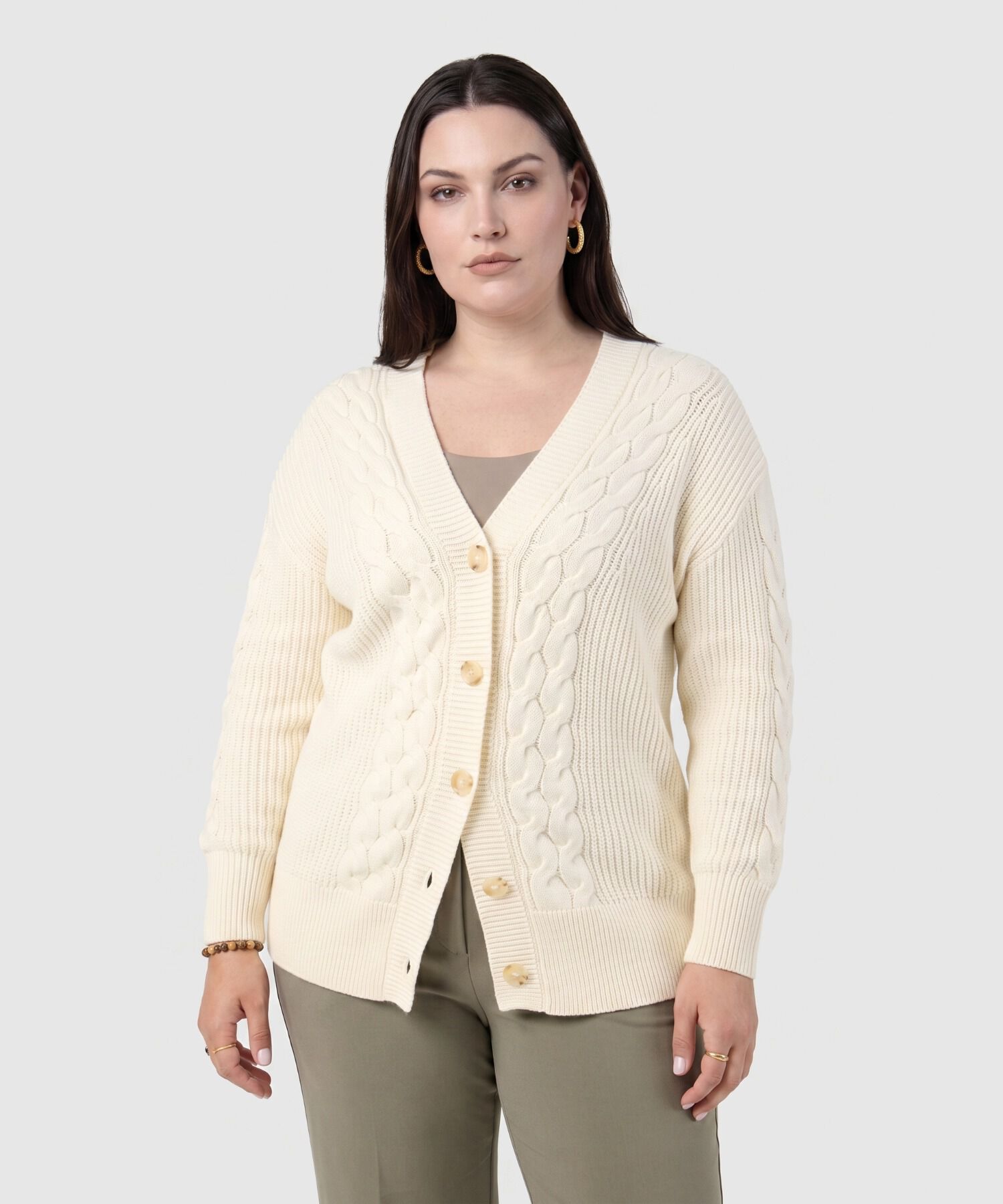 C&aacute;rdigan De Punto Con Textura Para Mujer Curvy