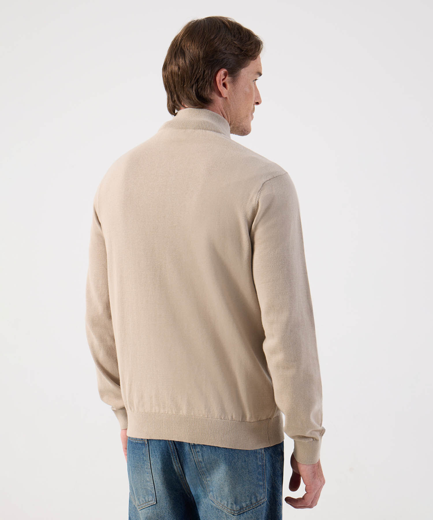 Buzo de Tejido Liso con Cuello Alto y Cremallera Para Hombre