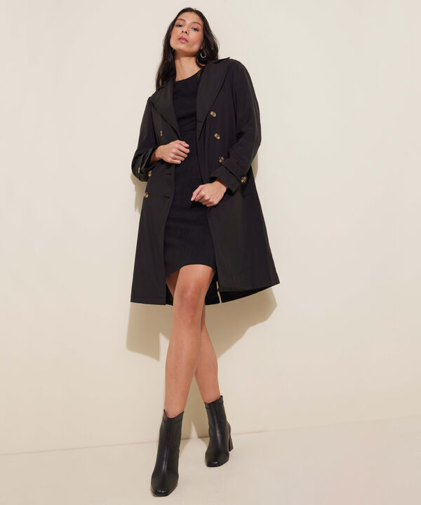 Chaqueta Trench Con Cinturon De Ajuste Manga Larga image number null