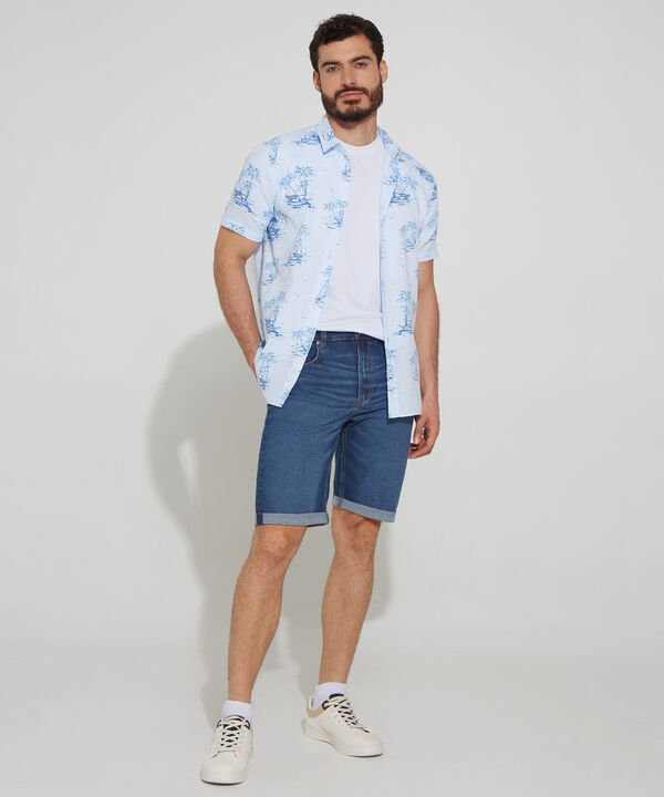 Camisa Manga Corta Estampada Slim Fit