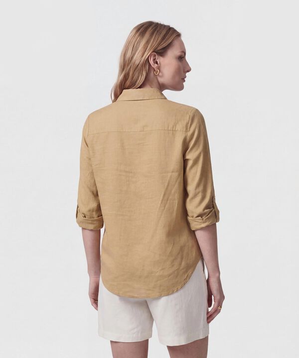 Camisa Unicolor Con Charretera Para Mujer