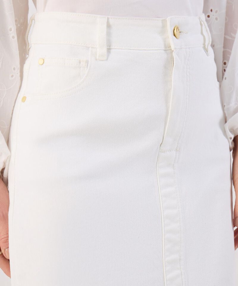 Falda Midi en Denim con Abertura Frontal para Mujer