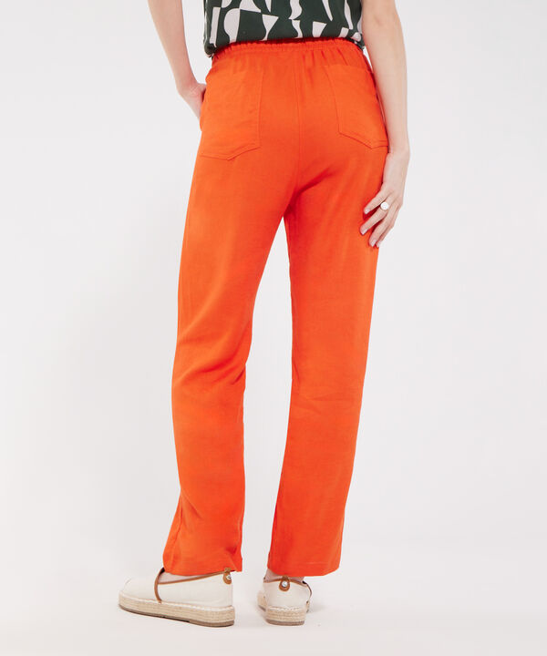Pantalón Pretina Resortada  En Lino Unicolor