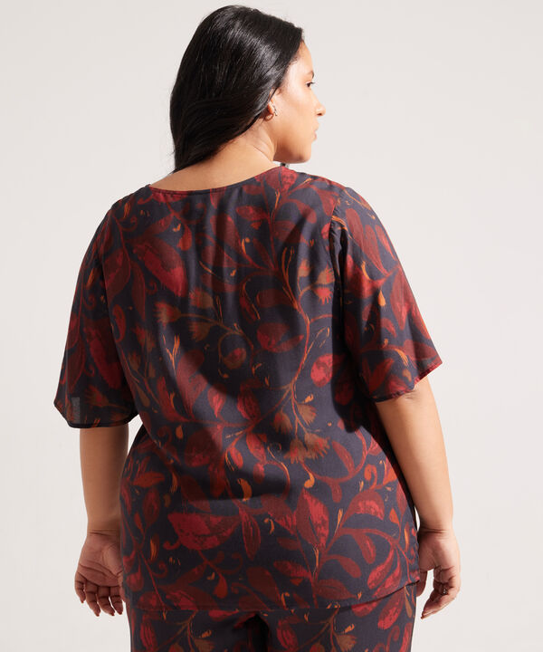 Blusa con Estampado de Hojas
