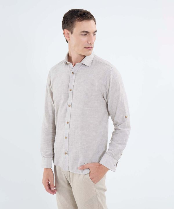 Camisa manga larga unicolor para hombre image number null