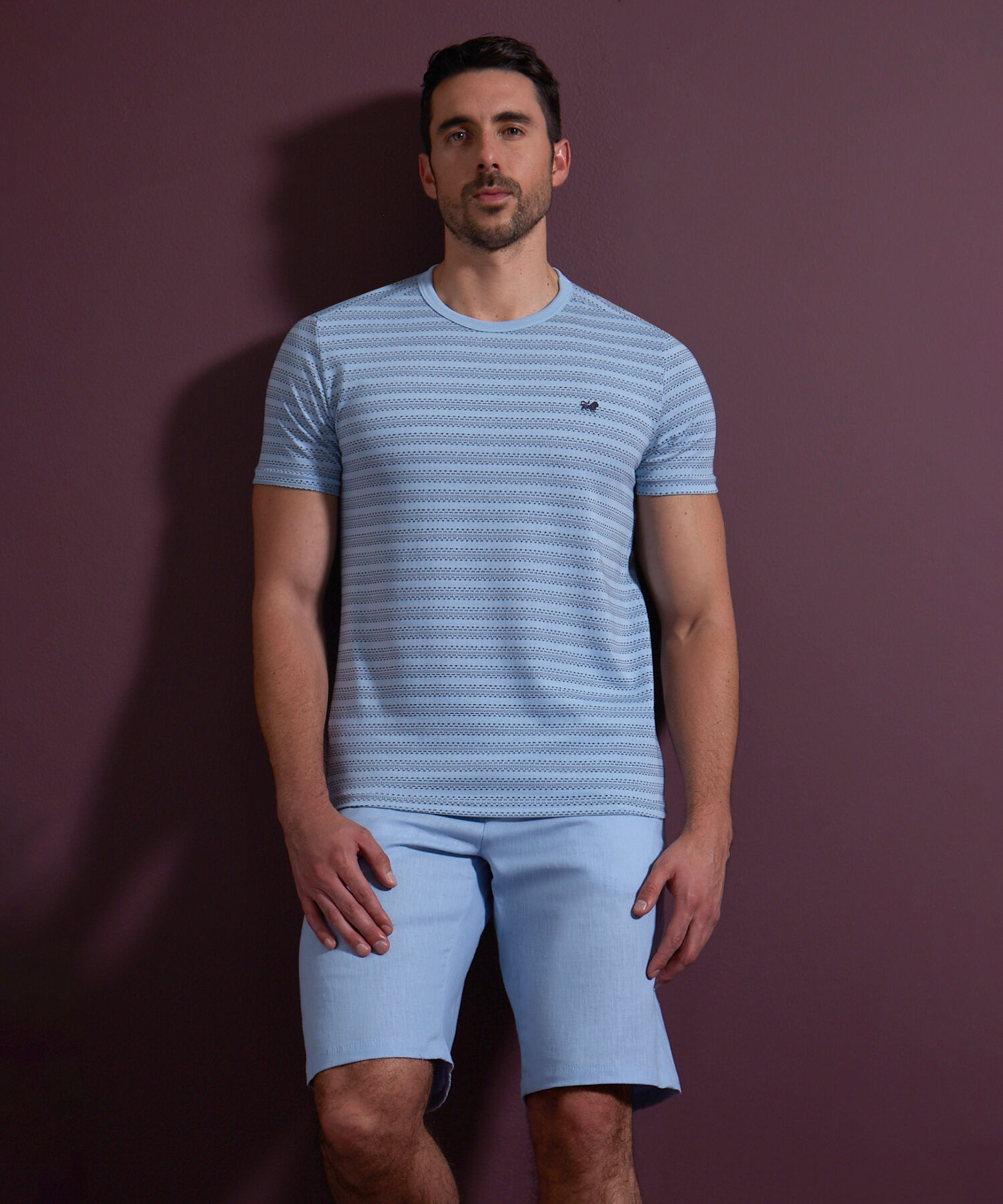Camiseta Preteñida Textura, Manga Corta Con Cuello Redondo