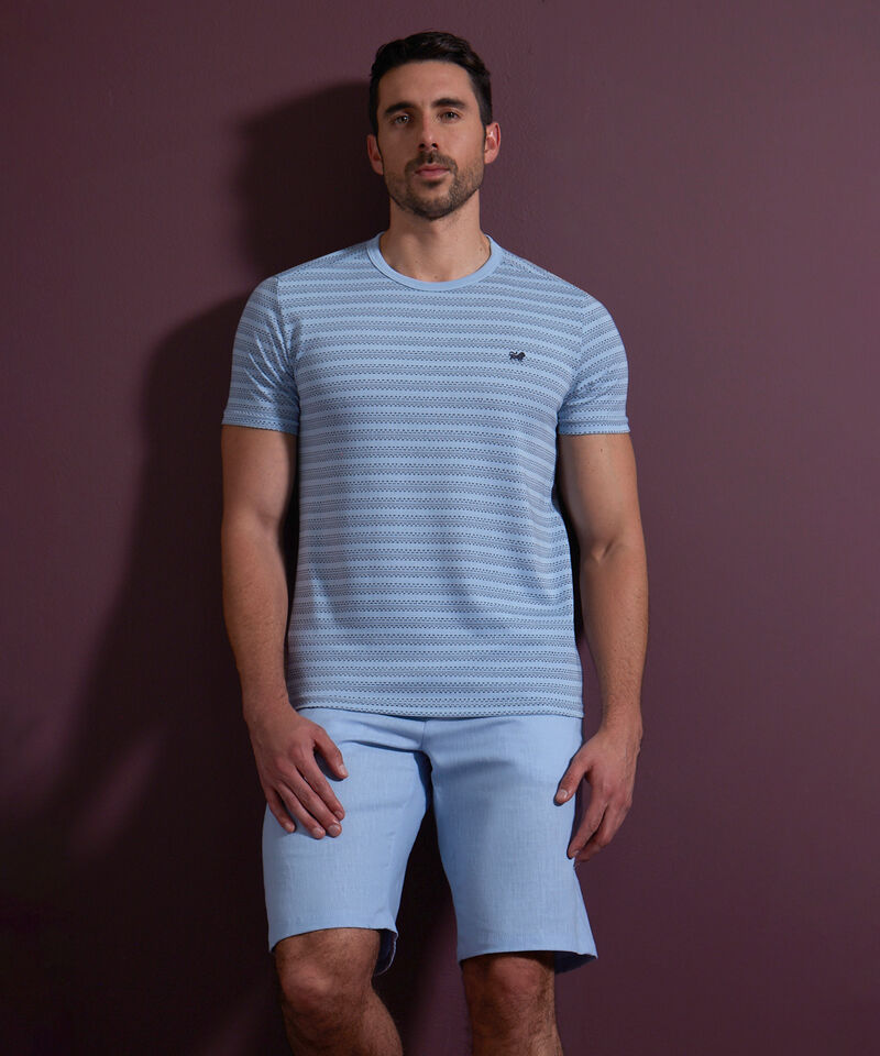 Camiseta Preteñida Textura, Manga Corta Con Cuello Redondo