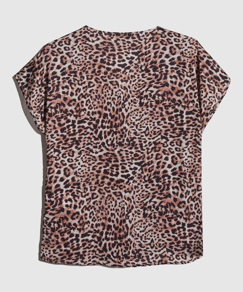 Blusa Manga Corta Rodada Con Escote En V Y Prense