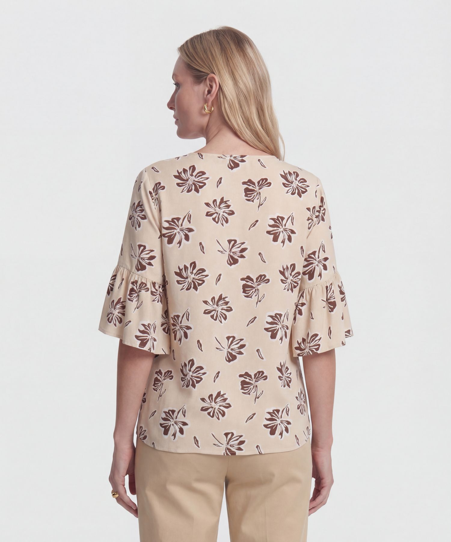 Blusa Estampada Con Escote En V 