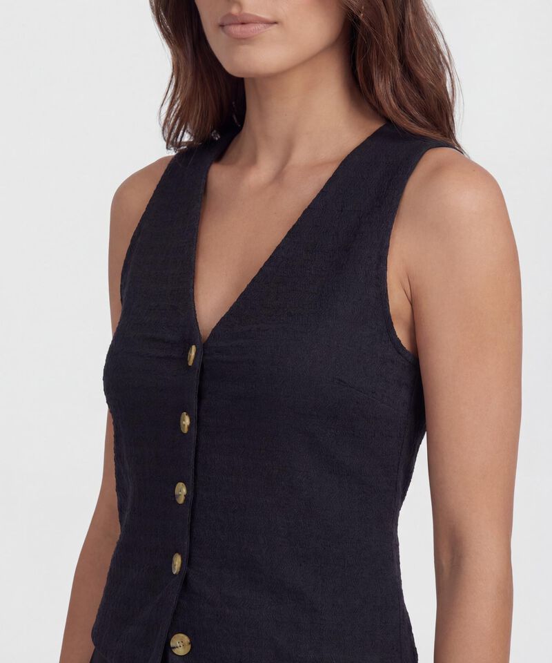 Chaleco Texturizado con Botones de Contraste para Mujer