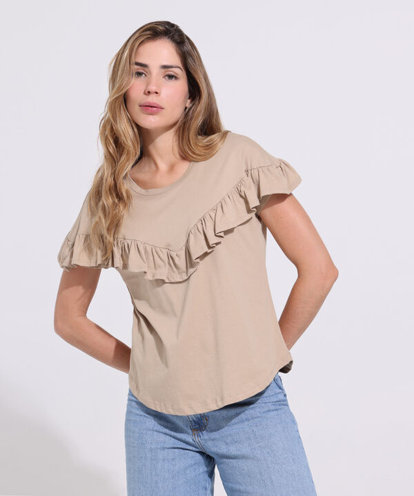 Camiseta Cuello Redondo Con Bolero En Frente Y Espalda