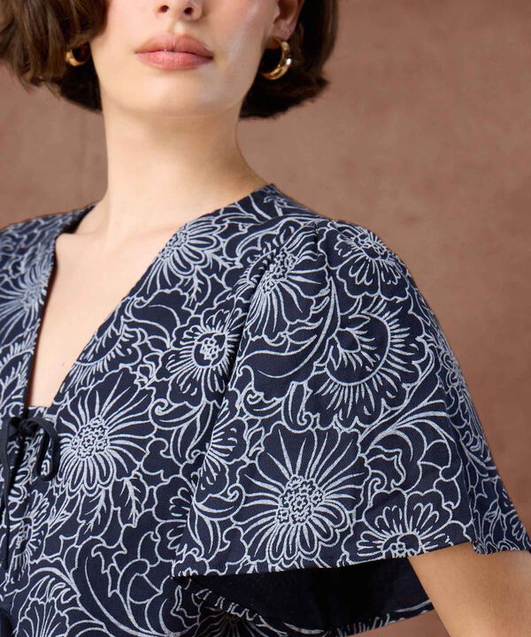 Blusa con Escote V y Cierre de Lazos Para Mujer image number null