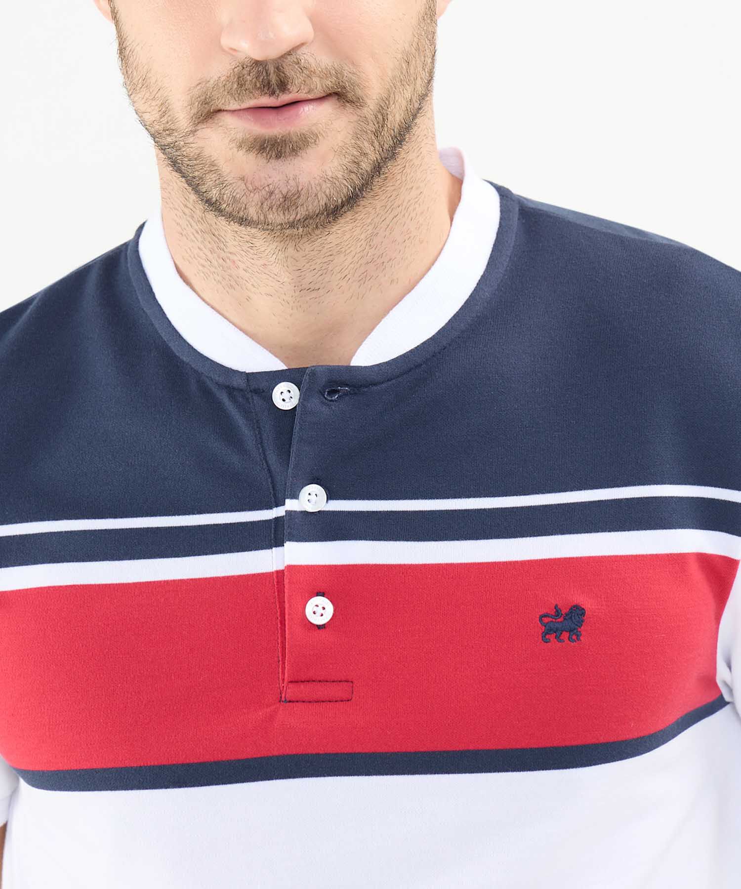 Polo Cuello Mao en Bloques