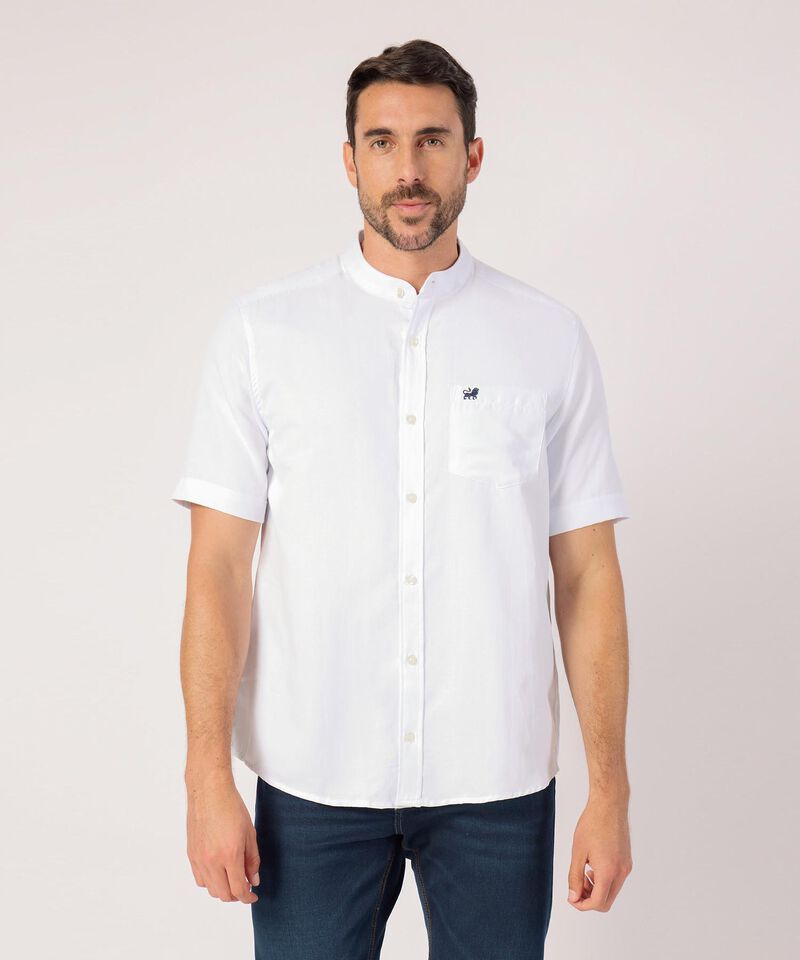 Camisa Unicolor Cuello Mao Con Bolsillo 