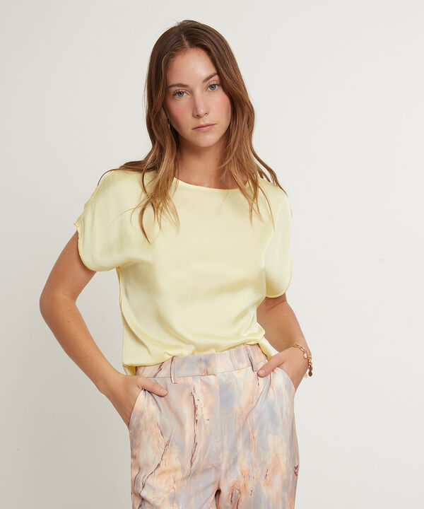 Blusa Unicolor, Manga Corta Rodada Escote Redondo