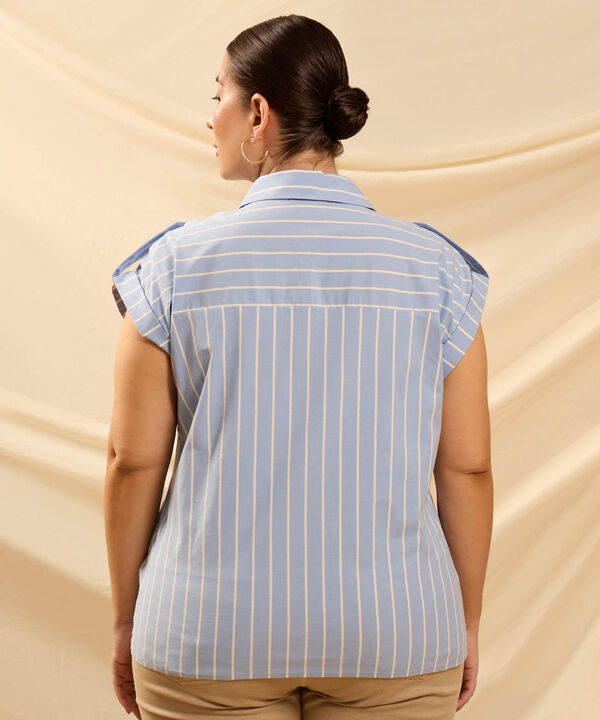 Camisa Con Charreteras En Hombros Para Mujer Curvy