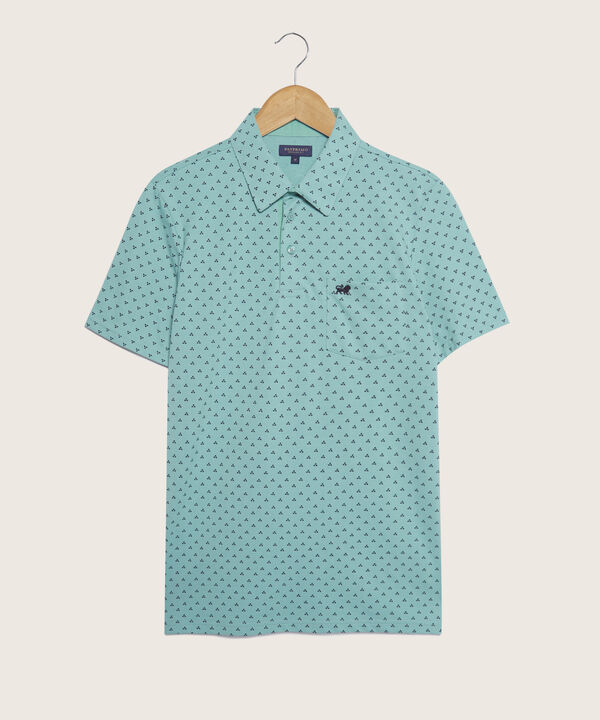 Polo Estampada, Cuello Maquina Duro Con Bolsillo, Silueta Regular Fit Blanco