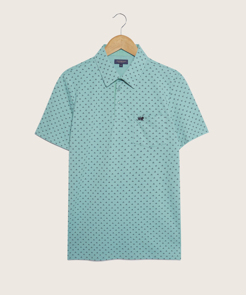 Polo Estampada, Cuello Maquina Duro Con Bolsillo, Silueta Regular Fit Blanco