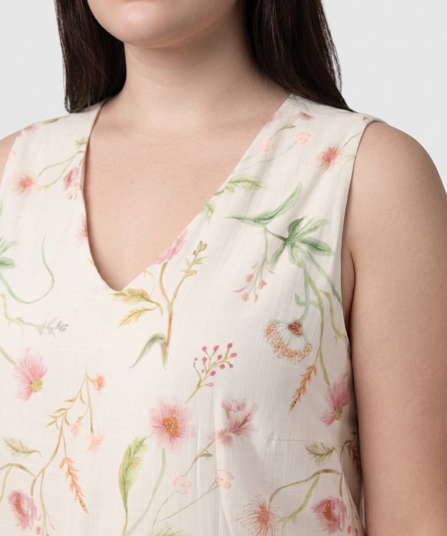 Vestido Largo Estampado De Corte Recto Para Mujer Curvy
