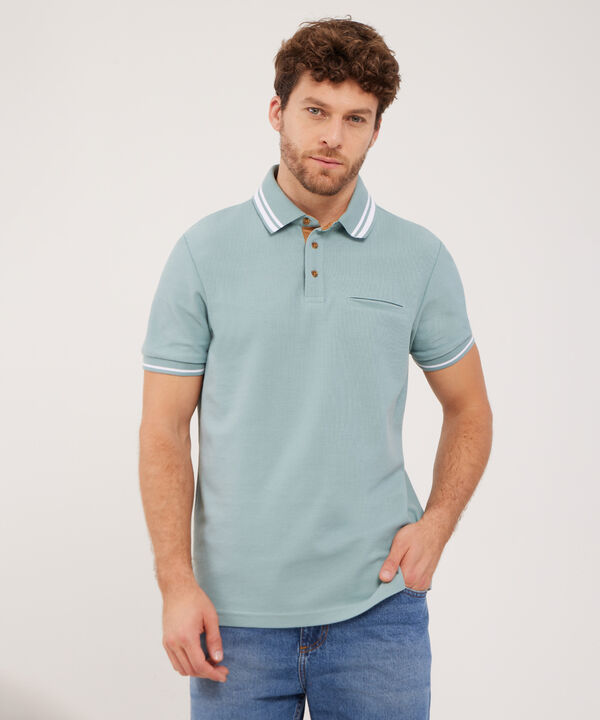 Polo Unicolor Contraste En Suede Fit Regular