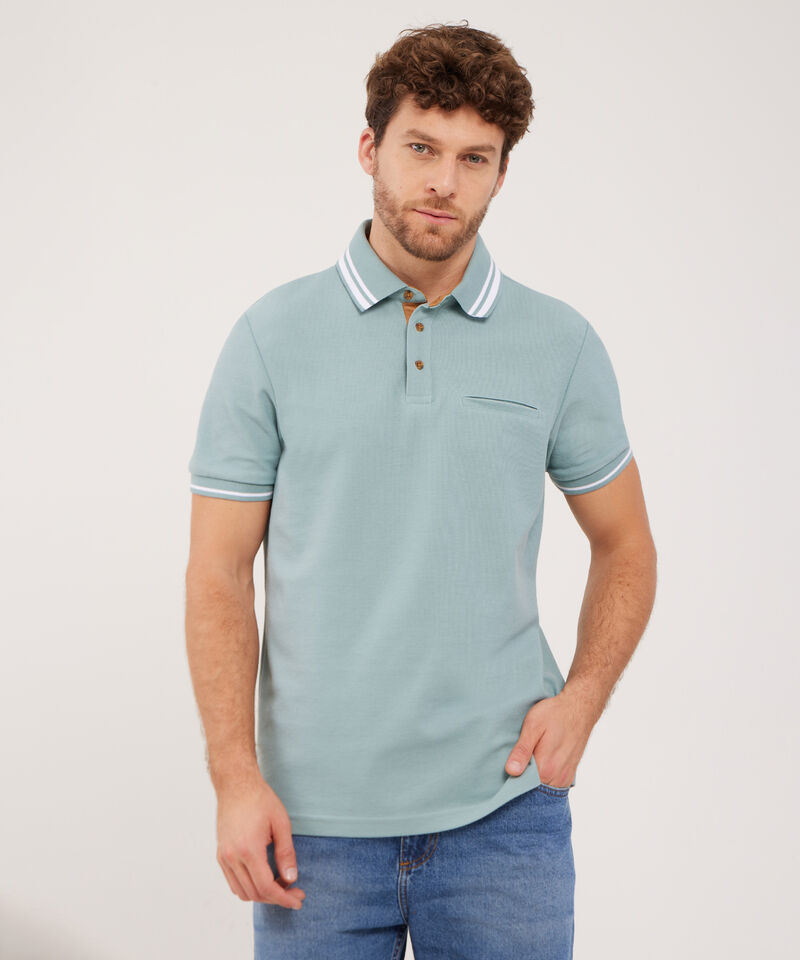 Polo Unicolor Contraste En Suede Fit Regular
