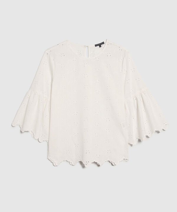 Blusa Unicolor En Ojalillo